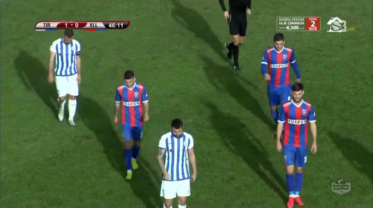 Futboll Superiore- Tirana-Vllaznia 1-0 për pjesën e parë e ndeshjes  që po luhet në “Selman Stermasi”