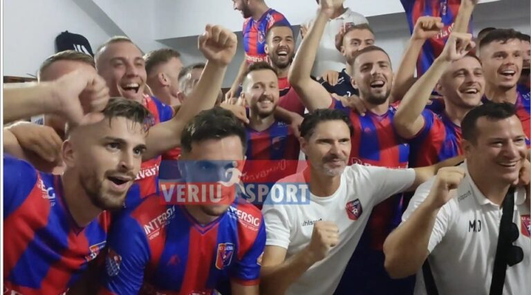 (Video) Mund Laçin në transfertë 5-3, Vllaznia feston në dhomat e zhveshjes me presidentin, Alban Xhaferi
