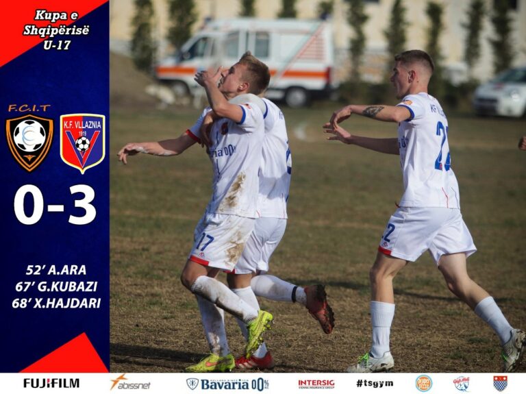 Futboll Moshat-Kupa e Shqipërisë, Vllaznia U-17 kualifikohet në gjysëmfinale. Shënojnë Ara, Kubazi dhe Hajdari