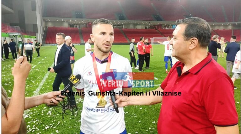 (Video) Kapiteni kuqeblu Erdenis Gurishta flet pas fitores së Kupës së Shqipërisë 2022(Vllaznia-Laçi 2-1)