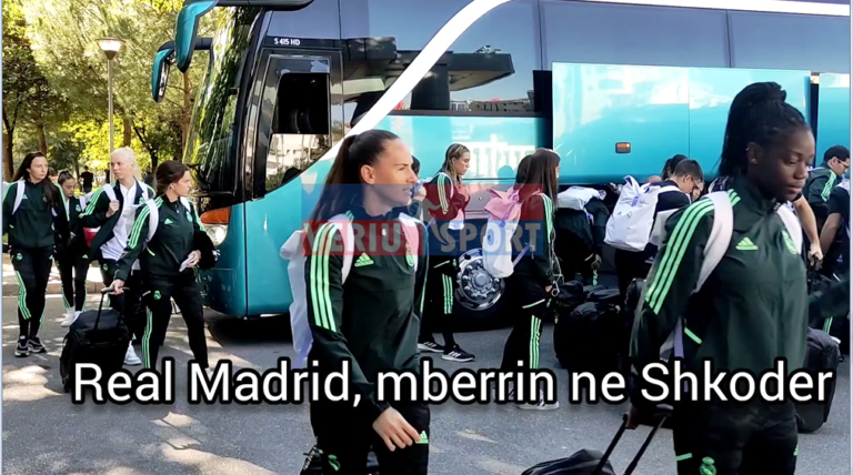 (Video) Real Madrid, mbërrin në Shkodër. Akomodohet në Grand Hotel Europa, nesër, ora 18:45, përballë Vllaznisë në “Loro Boriçi”- UEFA Women’s Champions League”
