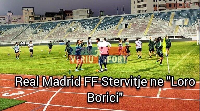 (Video)Real Madrid, stërvitje në stadiumin “Loro Boriçi”. Nesër përballja me Vllazninë-UEFA Women’s Champions League”