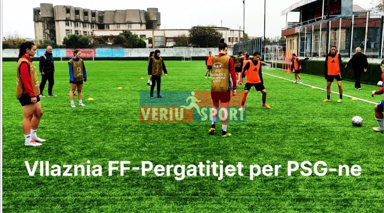 (Video) Prag PSG-Liga e Kampioneve të Europës- Vllaznia e femrave, stërvitje nën reshjet e dendura të shiut