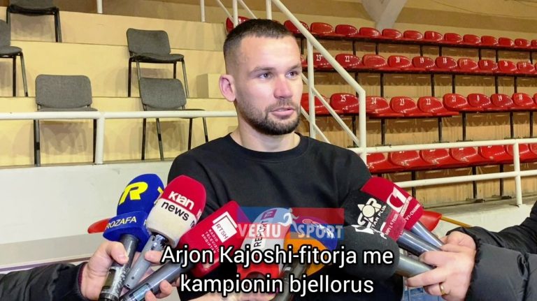 (Video) Kampioni Arjon Kajoshi, flet pas fitores me kampionin e Bjellorusisë, Aleksandër Dzenka(Nata e Kampionëve në boksin profesionist-Shkodër 22 janar 2023)