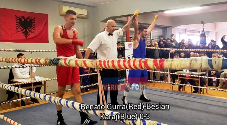 (Video) Boks-Ndeshja: Renato Gurra i Besëlidhjes(Red)-Besian Karaj i Studentit(Blue). Fiton Karaj 0-3(K. Kombëtar U16-U18(Shkodër)