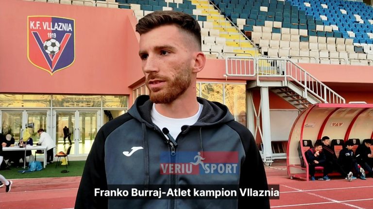 (Video) Atleti i Vllaznisë, Franko Burraj, i kënaqur për trofeun, sportisti më i mirë i Kupës “Gëzim Mema-Vildan Tufi”. Premton rekord edhe në 100 metra!