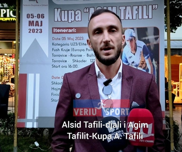 (Video) Alsid Tafili, djali i ish çiklistit të madh Agim Tafili, falenderon organizatorët për organizimin e Kupës në nderim të babait të tij. Shkodër 5-6 maj 2023