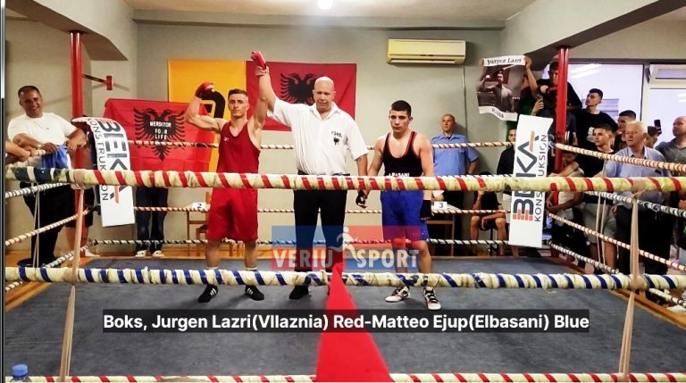 (Video) Boks-Ndeshja e plotë e kampionit shkodran, Jurgen Lazri(Red) kundër Matteo Ejup të Elbasanit(Blue), për peshën 63 kg