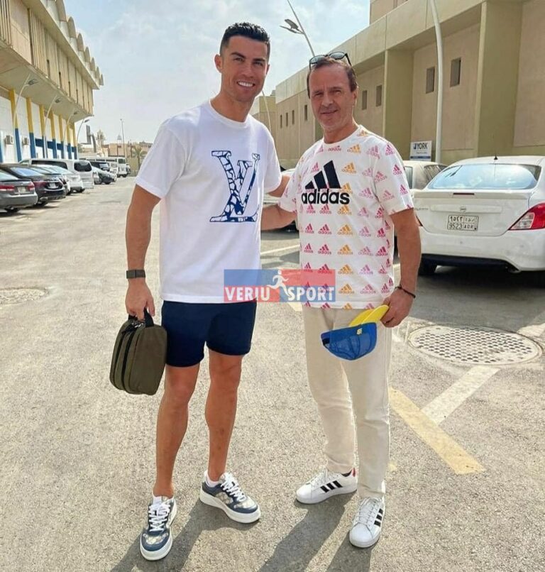 Foto-Lajm-Dy legjenda në një foto. Yjet e Al-Nassr, Hysen Zmijani, dy herë kampion i para 30-të viteve dhe Kristiano Ronaldo, lideri i skuadrës së sotme