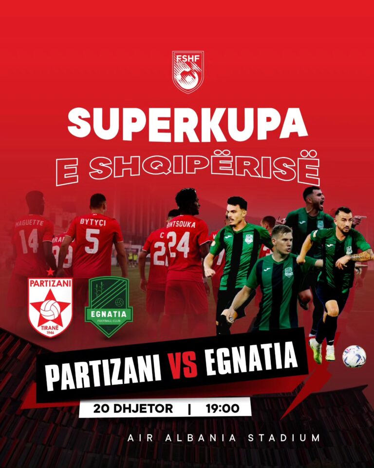 Gjithçka gati për finalen e Superkupës së Shqipërisë, publikohen formacionet e sfidës Partizani-Egnatia