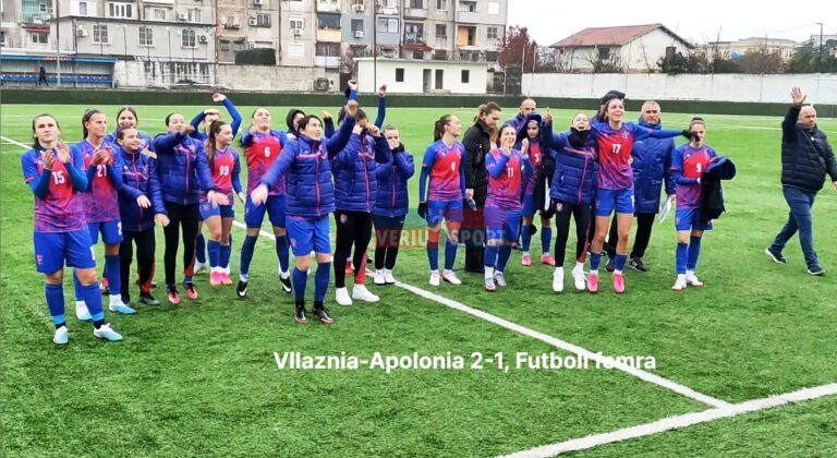 (Video) Futboll Femra. Vllaznia në vështirësi ndaj Apolonisë. Barazim, 1-1 deri në 88-tën minutë, atëherë kur Arlinda Kodra shënon golin e fitores për kuqeblutë