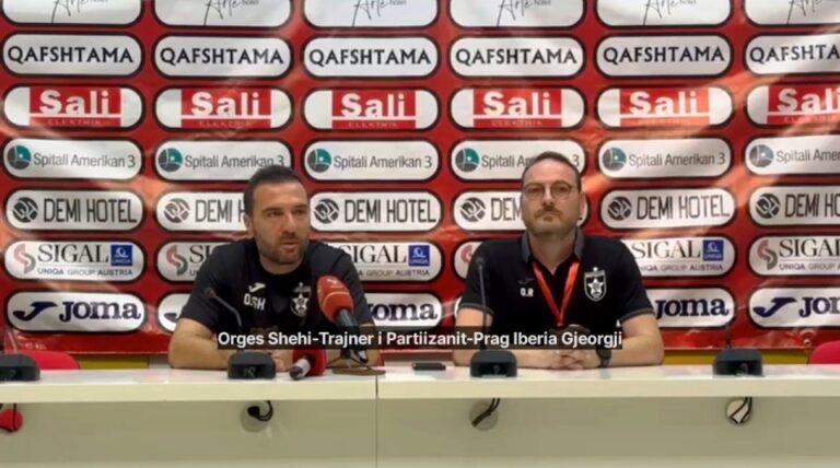 (Video) Pragndeshja FK Partizani-FC Iberia 1999 Gjeorgji. Trajneri i Partizanit, Orges Shehi në Konferencë për shtyp