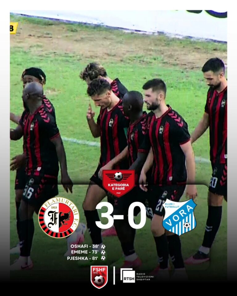 (Video) Kategoria e parë-Flamurtari sfidon Vorën, e mund 3-0 me golat e Oshafit, Ememe dhe Pjeshkës dhe ngjitet në vendin e dytë