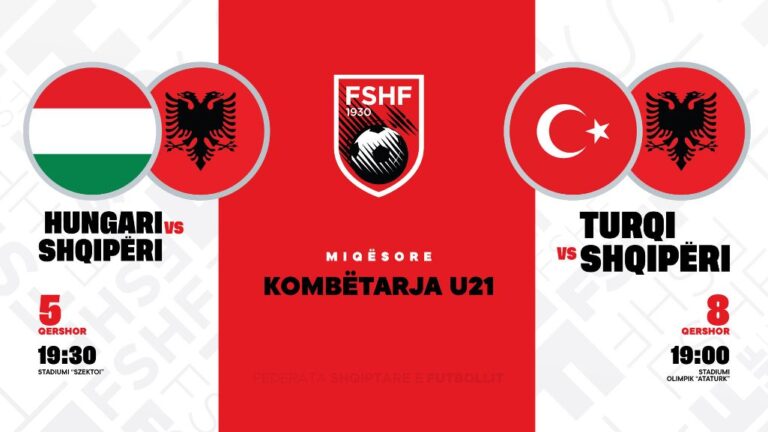 Zyrtare/ Kombëtarja U-21 luan dy ndeshje miqësore në qershor ndaj Hungarisë & Turqisë