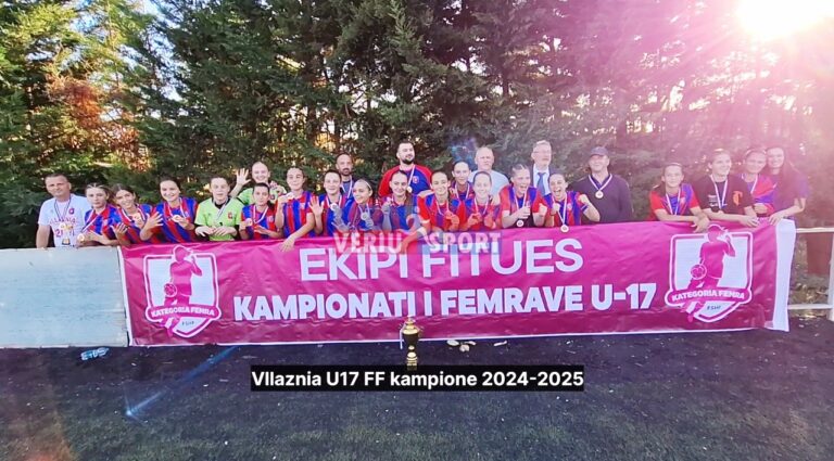 (Video) Tre kartonë të kuq, por Vllaznia U17 shpallet kampione në futboll vajza. Skuadra e drejtuar nga trajnerja Paula Jaku, mundi në finale Kinostudion me penallti 5-4, pas mbylljes së kohës së rregullt në 1-1